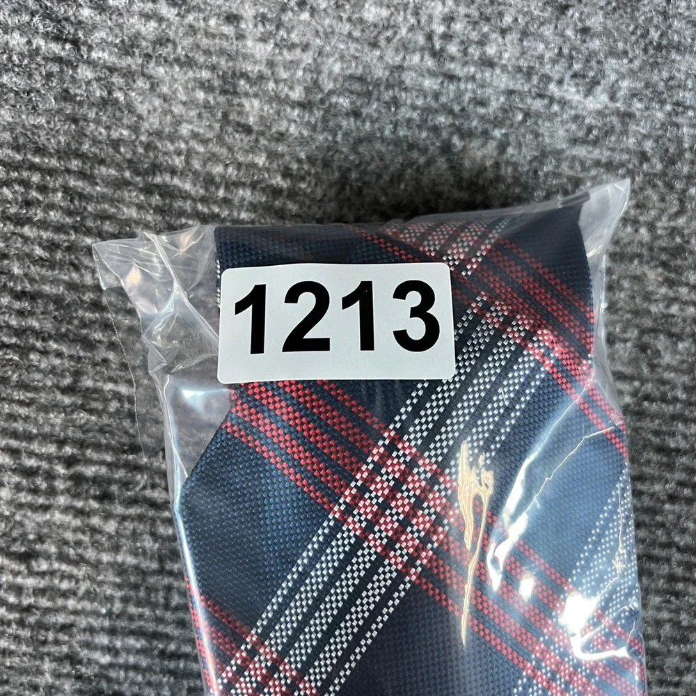 Dockers Mens Navy Blue Red White Plaid Silk Blend Necktie Tie